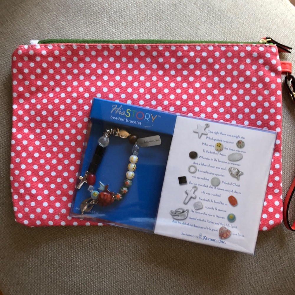 Jewelry Bag and Beaded Christian Bracelet